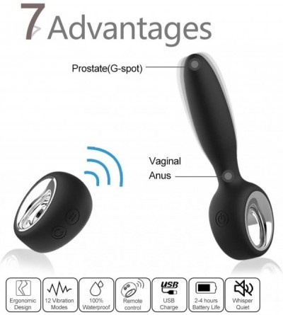 Anal Sex Toys Vibrating Anal Plug- Silicone Prostate Massager with 12 Vibration Modes and Safety O-Ring- Remote Control Recha...