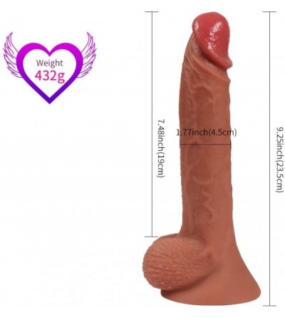 Dildos Double Layered Silicone Dildo- Hyper Realistic Premium Penis Sex Toy with Suction Cup- Insertable 7.48 inches/Width 1....