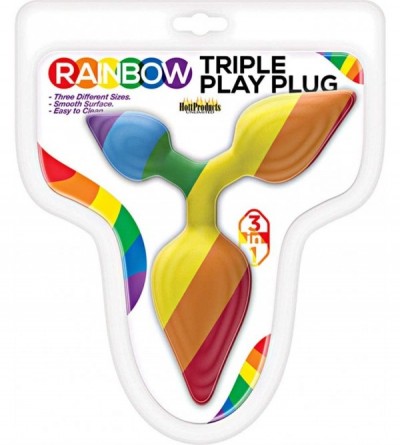 Novelties Rainbow Triple Play Butt Plug - CJ18CTQ8DWE $17.66