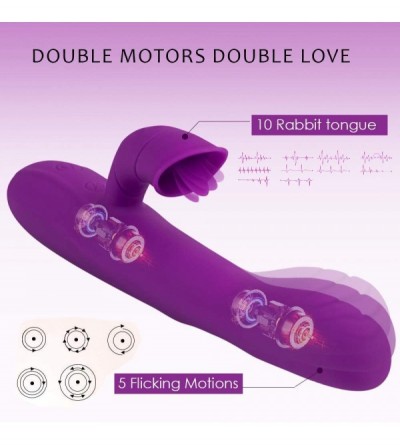 Vibrators G Spot Rabbit Vibrator Adult Sex Toys Bunny Tongue for Clitoris Stimulation-Rechargeable Waterproof Finger Vibrator...