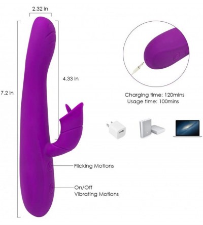 Vibrators G Spot Rabbit Vibrator Adult Sex Toys Bunny Tongue for Clitoris Stimulation-Rechargeable Waterproof Finger Vibrator...