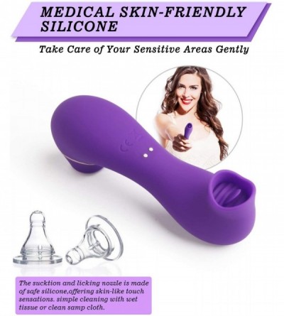 Vibrators 2 in 1 Licking & Clitoral Sucking G Spot Vibrator Clitoris Tongue Stimulator Vaginal Breast Nipple Vibrator for Qui...