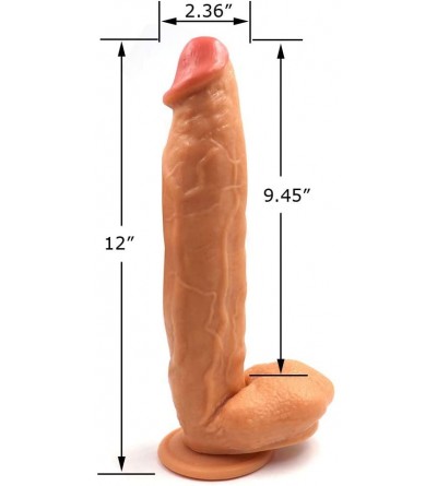 Dildos 12 Inch Realistic Dildo- Body-Safe Material Lifelike Huge Penis with Strong Suction Cup for Hands-Free Play- Flexible ...