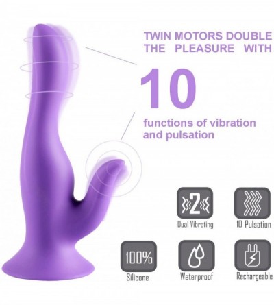 Dildos Dual Motors Stimulation Vibrator - Vagina- G Spot & Clit Vibrator - 10 Vibration - with Strong Suction Cup - Rechargea...