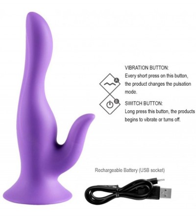 Dildos Dual Motors Stimulation Vibrator - Vagina- G Spot & Clit Vibrator - 10 Vibration - with Strong Suction Cup - Rechargea...