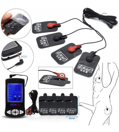 Penis Rings Luxury Electric Stimulation Set with Cock Ring and 4 Patch/Pad- Electric Shock/Estim Stimulation Device Torture S...