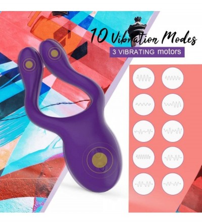 Penis Rings Vibrating Cock Ring Couples Vibrator with 10 Powerful Vibration Modes- Waterproof Multifunctional G Spot Vibe Nip...