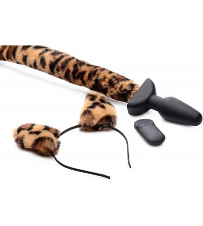 Anal Sex Toys Remote Control Wagging Leopard Tail Anal Plug and Ears Set - C818AUO4N7G $26.91