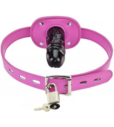 Gags & Muzzles Leather Lockable Ball Gag w/Lock Bondage Fetish Restraint Slave Roleplay Gimp 4 (Hot Pink- Long) - Hot Pink - ...