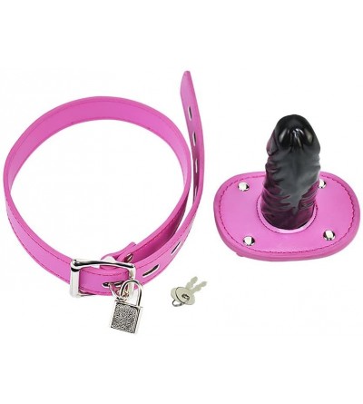 Gags & Muzzles Leather Lockable Ball Gag w/Lock Bondage Fetish Restraint Slave Roleplay Gimp 4 (Hot Pink- Long) - Hot Pink - ...