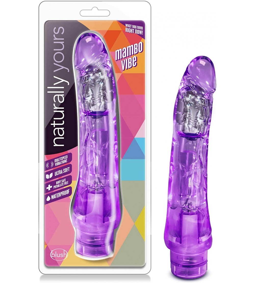 Novelties Mambo Vibe - 9" Long Soft Realistic Feel Vibrating Dildo Multi Speed Flexible Vibrator Waterproof Sex Toy - Purple ...