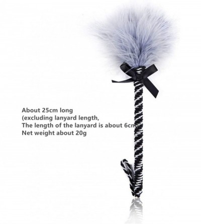 Paddles, Whips & Ticklers Fetish Feathers Teasing Toys Ostrich Feather Wrapped Rope Pole Props - Light Grey - CK18XD4ARA7 $9.51