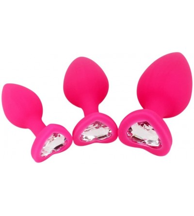 Anal Sex Toys Anal Sex Trainer 3PCS Kit Heart Silicone Jeweled Butt Plugs (Pink) - Pink - CM18GGNNTXL $10.26