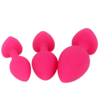 Anal Sex Toys Anal Sex Trainer 3PCS Kit Heart Silicone Jeweled Butt Plugs (Pink) - Pink - CM18GGNNTXL $10.26