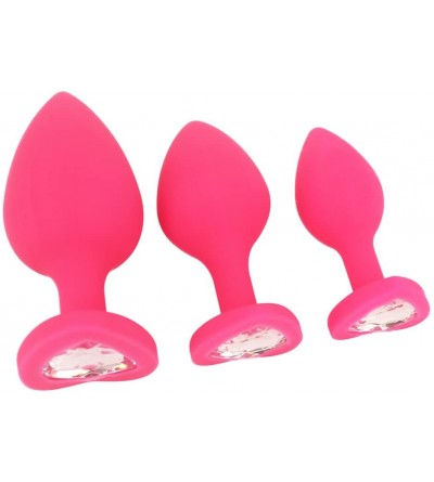 Anal Sex Toys Anal Sex Trainer 3PCS Kit Heart Silicone Jeweled Butt Plugs (Pink) - Pink - CM18GGNNTXL $10.26