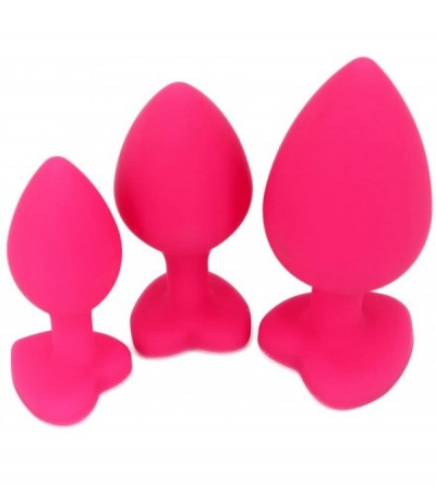 Anal Sex Toys Anal Sex Trainer 3PCS Kit Heart Silicone Jeweled Butt Plugs (Pink) - Pink - CM18GGNNTXL $10.26