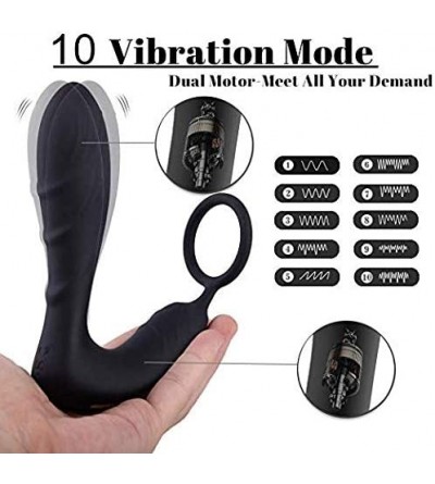 Vibrators Male Prostate Massager Vibrator with Penis Ring- Waterproof P-Spot Anal Plug Sex Toys Rechargeable Vibrator 10 Vibr...