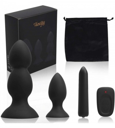 Vibrators Butt Plug Set with Bullet Vibrator- Pack of 2 Anal Plug Training Kit with Remote Controlled 16 Speeds- G-Spot Vibra...