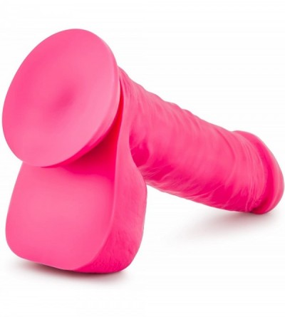 Vibrators 8" Satin Smooth Silicone Realistic Premium Quality Dildo (Hot Pink) - Hot Pink - CM12N4486B1 $27.69