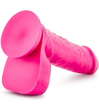 Vibrators 8" Satin Smooth Silicone Realistic Premium Quality Dildo (Hot Pink) - Hot Pink - CM12N4486B1 $27.69