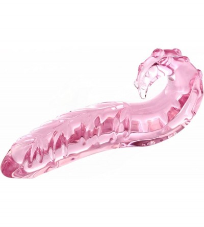 Anal Sex Toys Crystal Glass Pleasure Wand Dildo Penis - Hand Blown Glass Massager - Pink - CB128Q3DY3T $12.87