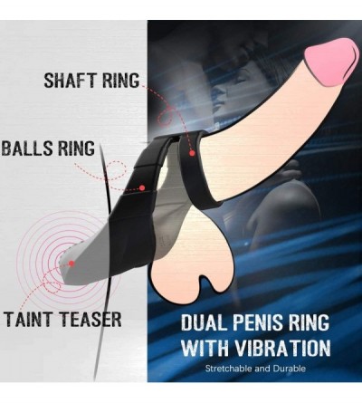 Penis Rings Vibrating Dual Penis Ring with Taint Teaser- Dildo Vibrator Stretchy Cock Ring Longer Harder Stronger Sex Toys fo...