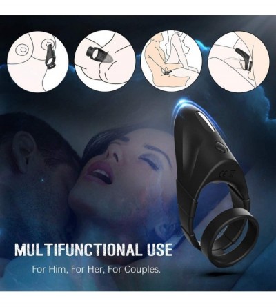 Penis Rings Vibrating Dual Penis Ring with Taint Teaser- Dildo Vibrator Stretchy Cock Ring Longer Harder Stronger Sex Toys fo...