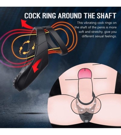 Penis Rings Vibrating Dual Penis Ring with Taint Teaser- Dildo Vibrator Stretchy Cock Ring Longer Harder Stronger Sex Toys fo...