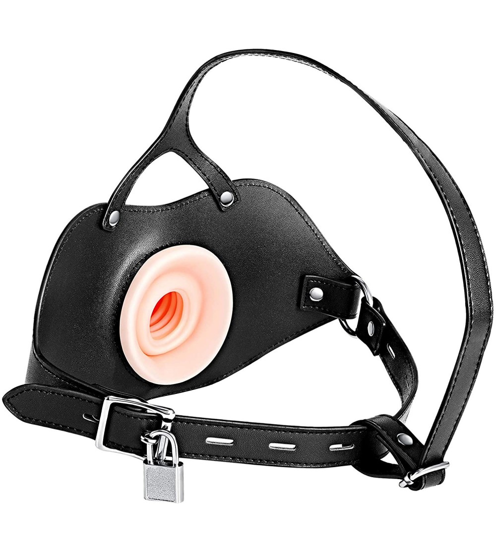 Oral Sex Mouth Gag-Large Model Leather Locked Blowjob Mouth Gags & Muzzles  (Black- Large) - C1197W8N6LH|Gags & Muzzles|bloomlucy.com