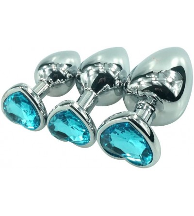 Anal Sex Toys 3 PCS Stainless Steel Jewelled Set for Men- Women (Turquoise) - CJ18ZDMN2C7 $19.08