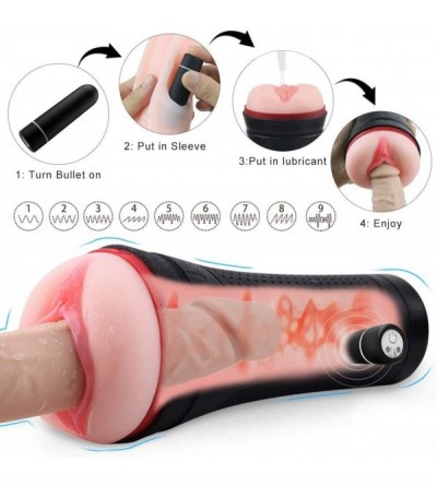 Male Masturbators Male Masturbator Cup with Vibrator Detachable Pocket Pussy Sex Toys for Male- Realistic Textured Vagina Str...