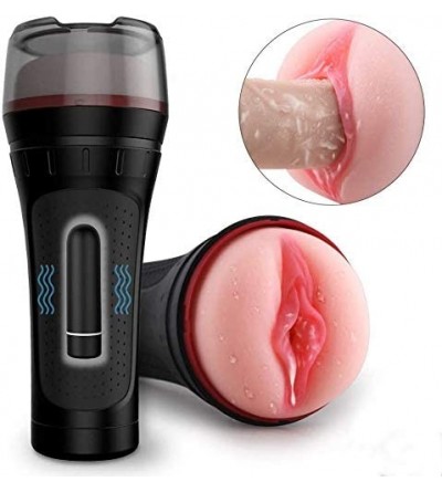 Male Masturbators Male Masturbator Cup with Vibrator Detachable Pocket Pussy Sex Toys for Male- Realistic Textured Vagina Str...