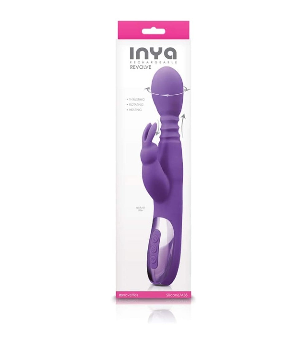 Vibrators Inya Revolve Revolving Thrusting and Heating Rabbit Vibe - Purple - Purple - C818WGR6U3S $52.95