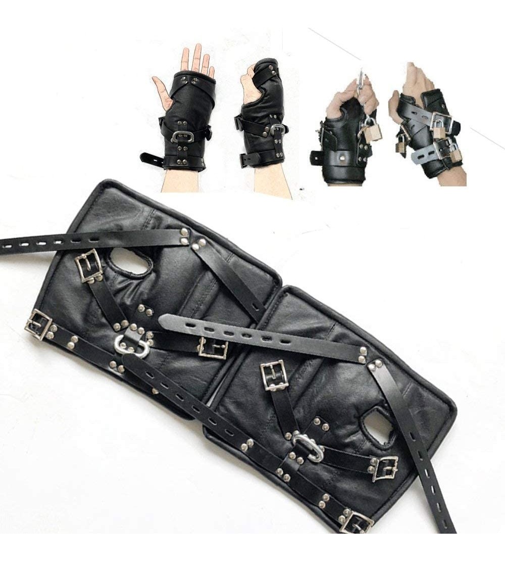 Restraints Leather Hand Foot Hanging Extremely Bondage Set with Stainless Steel Ring- Restraint System with Wrist Restraints/...